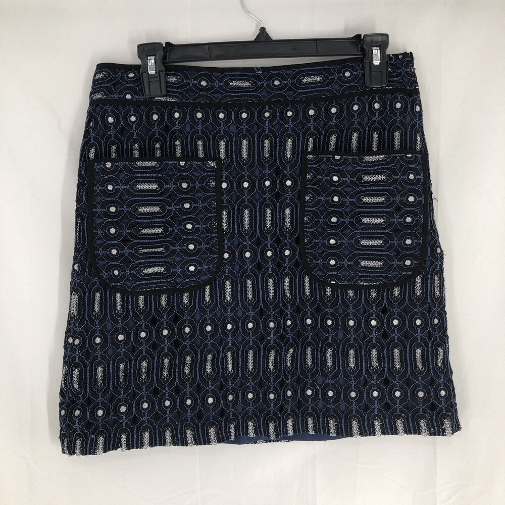 Loft Womens Dark Blue Crochet Lace Overlay Mini Skirt Size 6